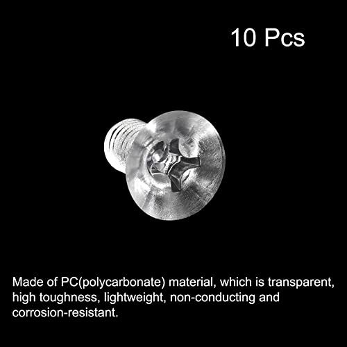 フィリップス機械ネジ PC フラットヘッド プラスチック マシンボルト M8 x 16 mm 透明 10個_画像3