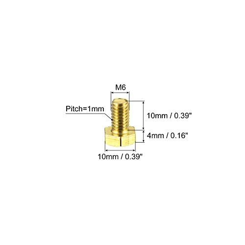 真鍮六角ボルト 全ねじ グレード4.8 ソリッド 黄銅六角ボルト 小ねじ 機械ねじ M6x10mm 5個_画像2