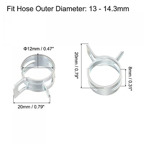 スプリングホースクランプ 65Mn鋼 低圧エアクリップクランプ 燃料ライン シリコーン真空ホース 亜鉛メッキ 内径12 mm 適合の外径13_画像2