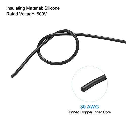シリコーン樹脂電線 シリコンワイヤー 30AWG 30ゲージ フレキシブルブリキ銅 標準 高温フックアップワイヤ ブラック 長さ15m_画像3