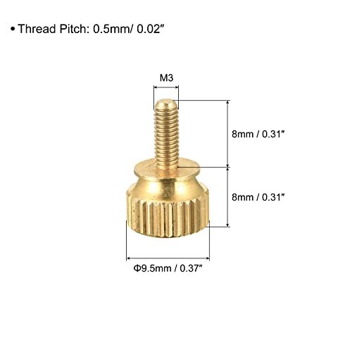 ローレットつまみねじ M3x8 mm 真鍮 ショルダーボルト 階段状 グリップノブファスナー PC、電子、機械用_画像2