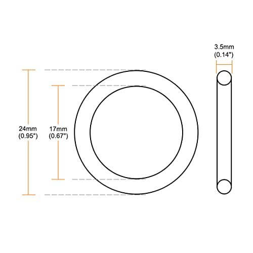 フッ素ゴムOリング FKM シールガスケット 機械配管用 グリーン 外径24 mm 内径17 mm 幅3.5 mm 5個_画像3