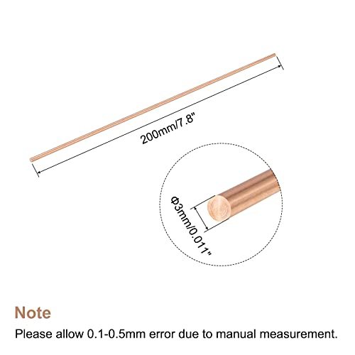 銅製丸棒旋盤バーストック DIYクラフト CNCカッティング用 直径3 mm 長さ200 mm_画像2
