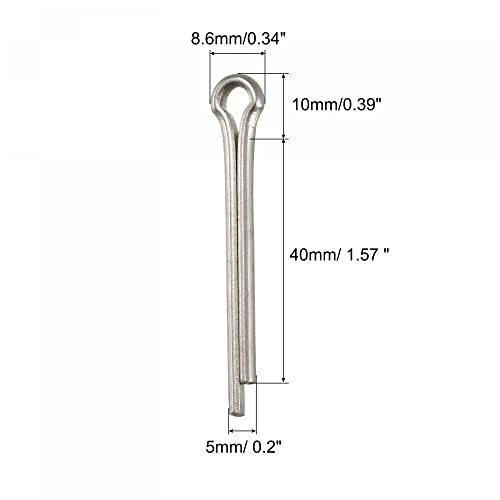 スプリットコッターピン 5mm x 40mm ステンレス鋼 クリップファスナーフィッティング 自動車 機械用 シルバートーン_画像2