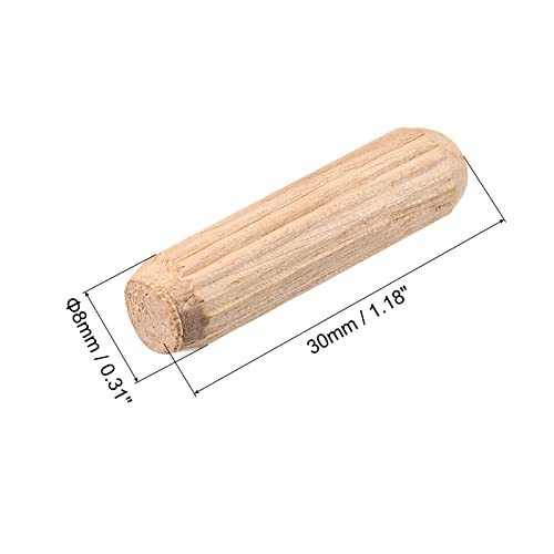 木製ダボピン 溝付き 斜めエンド 木製 ダボペグ キルン 乾燥 広葉樹 木工 家具 棚用 8x30mm_画像2