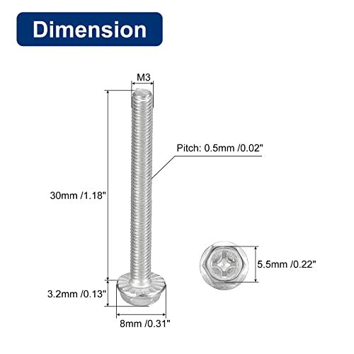 フィリップス六角頭フランジボルト M3x30 mm 304ステンレス鋼 六角プラスフランジヘッド 六角ボルト機械ネジ_画像2