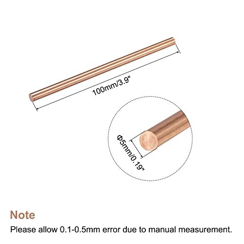 ソリッド銅丸棒旋盤バーストック DIYクラフト CNCカッティング用 直径5 mm 長さ100 mm_画像2
