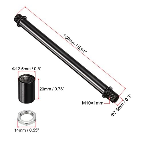 ネジ付きエクステンションロッドキット ねじM10x1 mm 長さ150 mm カップリングナット 丸型スリーブコネクタ_画像2