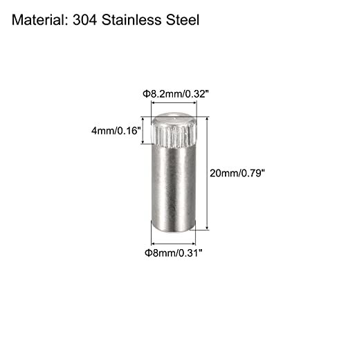 ダウエルピン 8x20mm 304ステンレス鋼 ローレットヘッド フラット面取りエンド ダボピン 木材二段ベッド棚ペグ サポートシェルフ_画像2