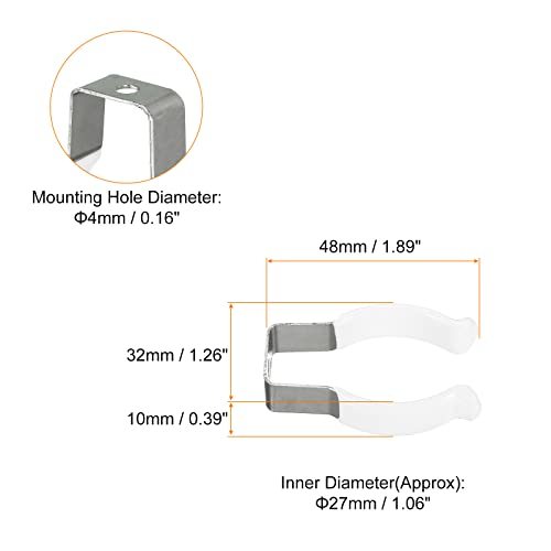 T10 Uクリップホルダーブラケット LED電球取り付けブラケット用 ラウンド ステンレス鋼 蛍光管ホルダーネジパイプクランプ_画像2