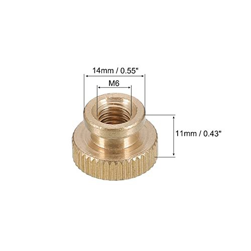 ローレットつまみナット M6 x D14 mm x H11 mm 真鍮 ローレットナット カラー付き 高頭ブラインドホール ローレットつまみナット_画像2