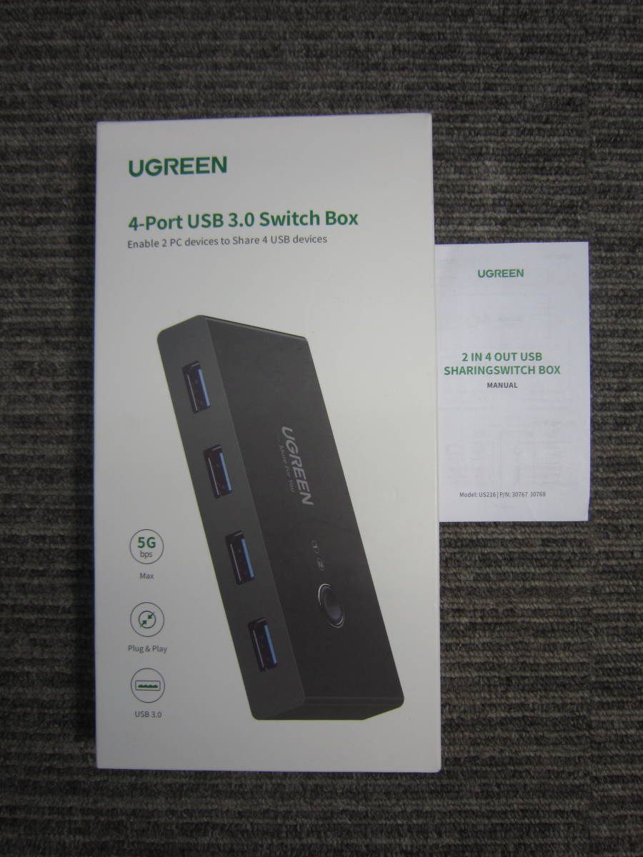 HTあ2-16 【中古品】UGREEN 4-Port USB 3.0 switch box 切替器 高速転送USB (パソコン2：USB機器4)_画像7