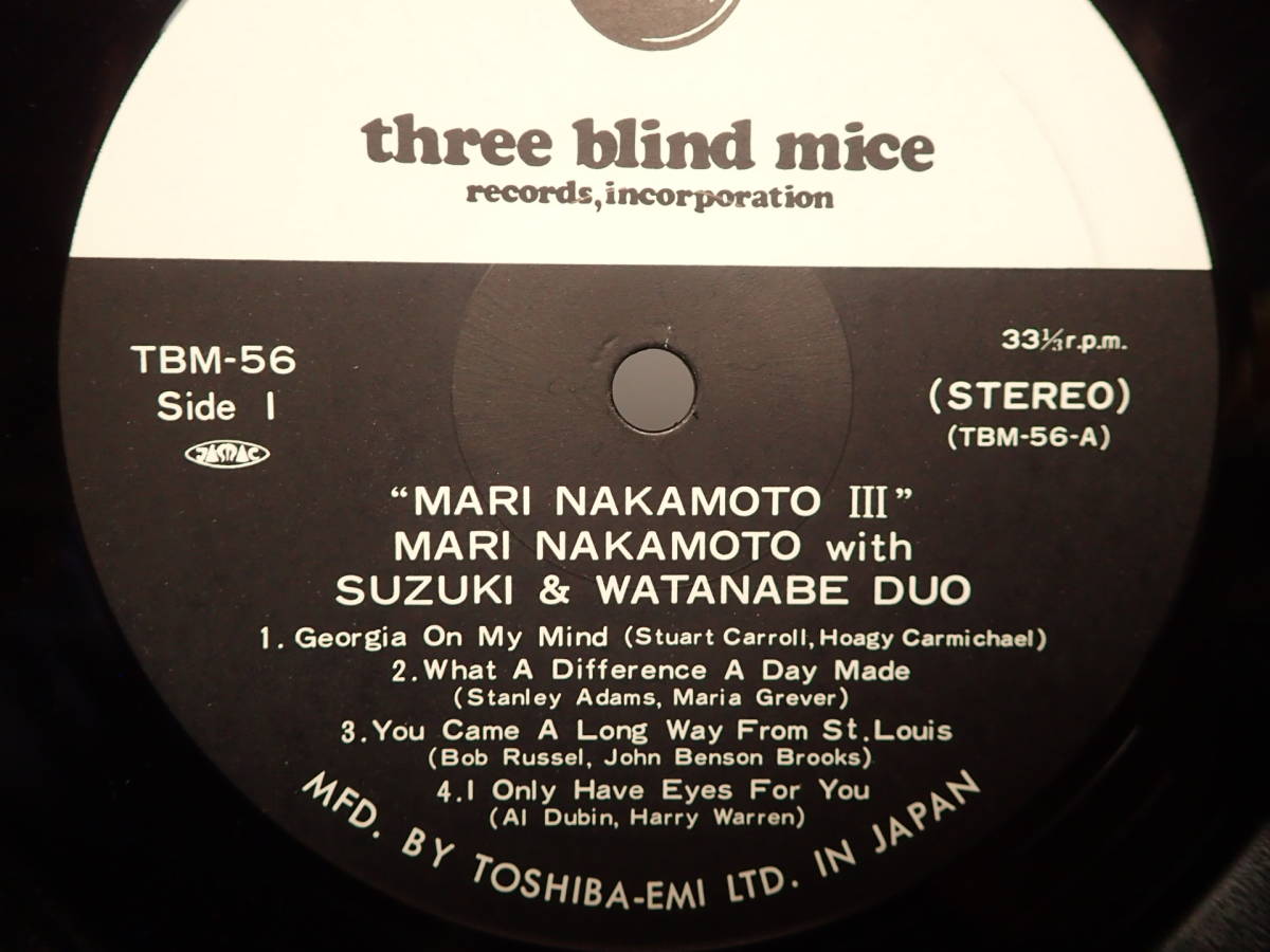 B-256 LPレコード 和ジャズ 中本マリ MARI NAKAMOTO III THREE BLIND MICE 鈴木勲 渡辺香津美_画像4