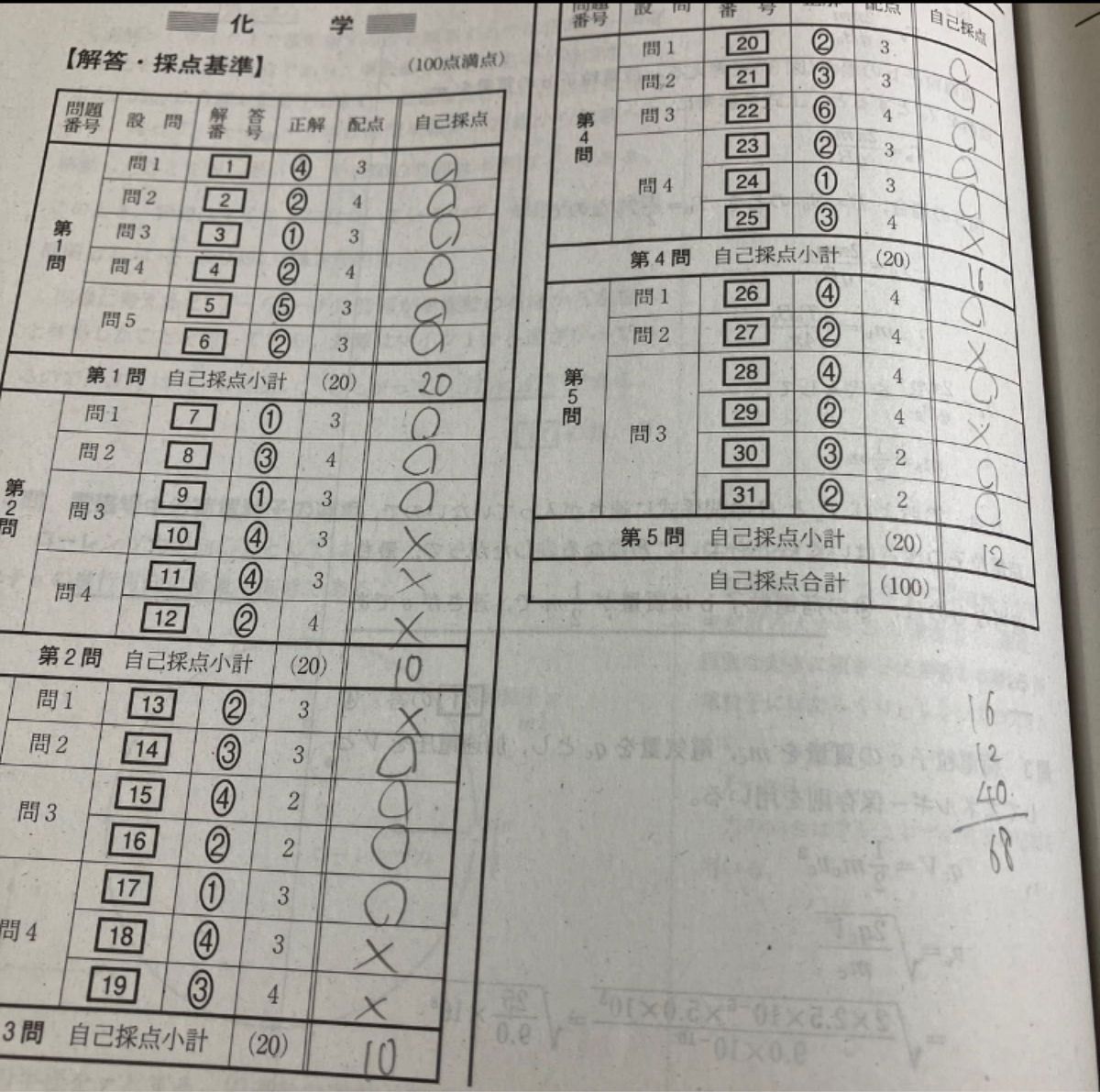 全統プレ共通テスト模試 数学理科 河合塾　全国統一模試  高校3年生   高3 河合模試 