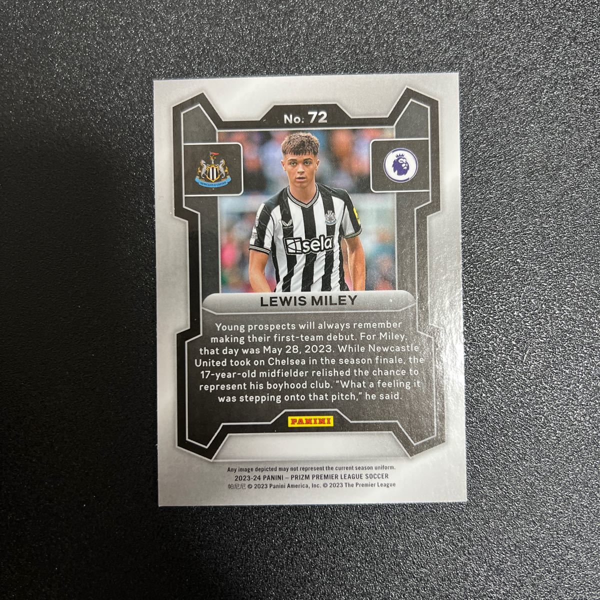 Lewis Miley - 2023-24 PANINI PRIZM premier league - base - Newcastle United ルーキーカード RC_画像2