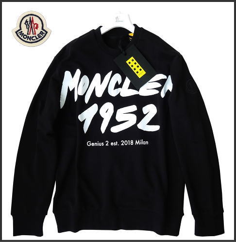 新品8万 モンクレール ジーニアス 2MONCLER 1952上質コットン ブラック スウェット プル[L]_画像1