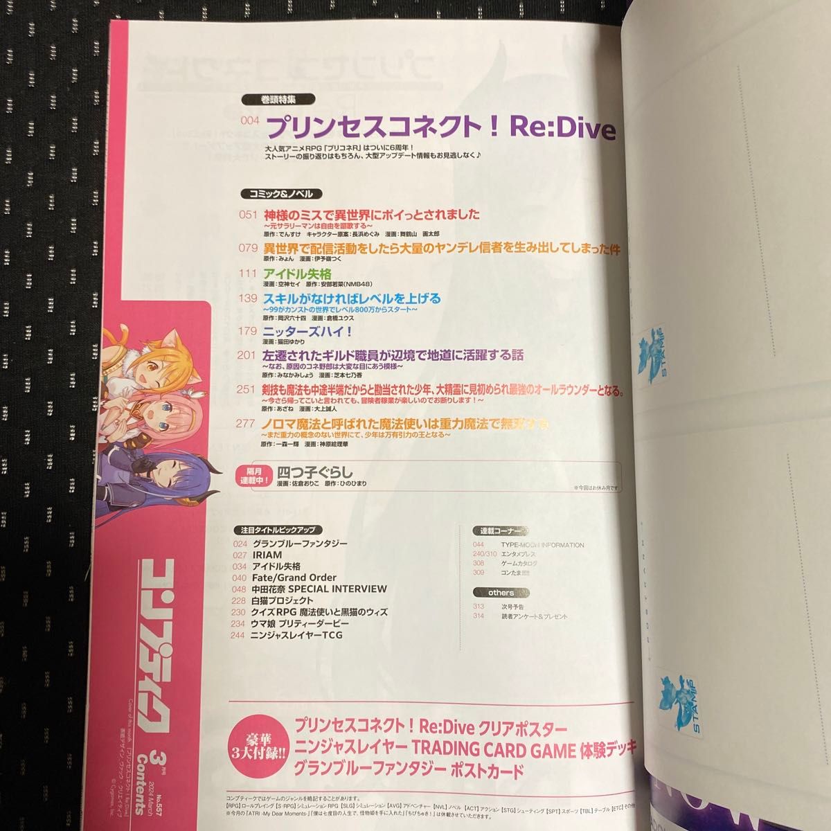 コンプティーク 2024年3月号 (付録カードゲーム無し) プリンセスコネクト　グランブルーファンタジー