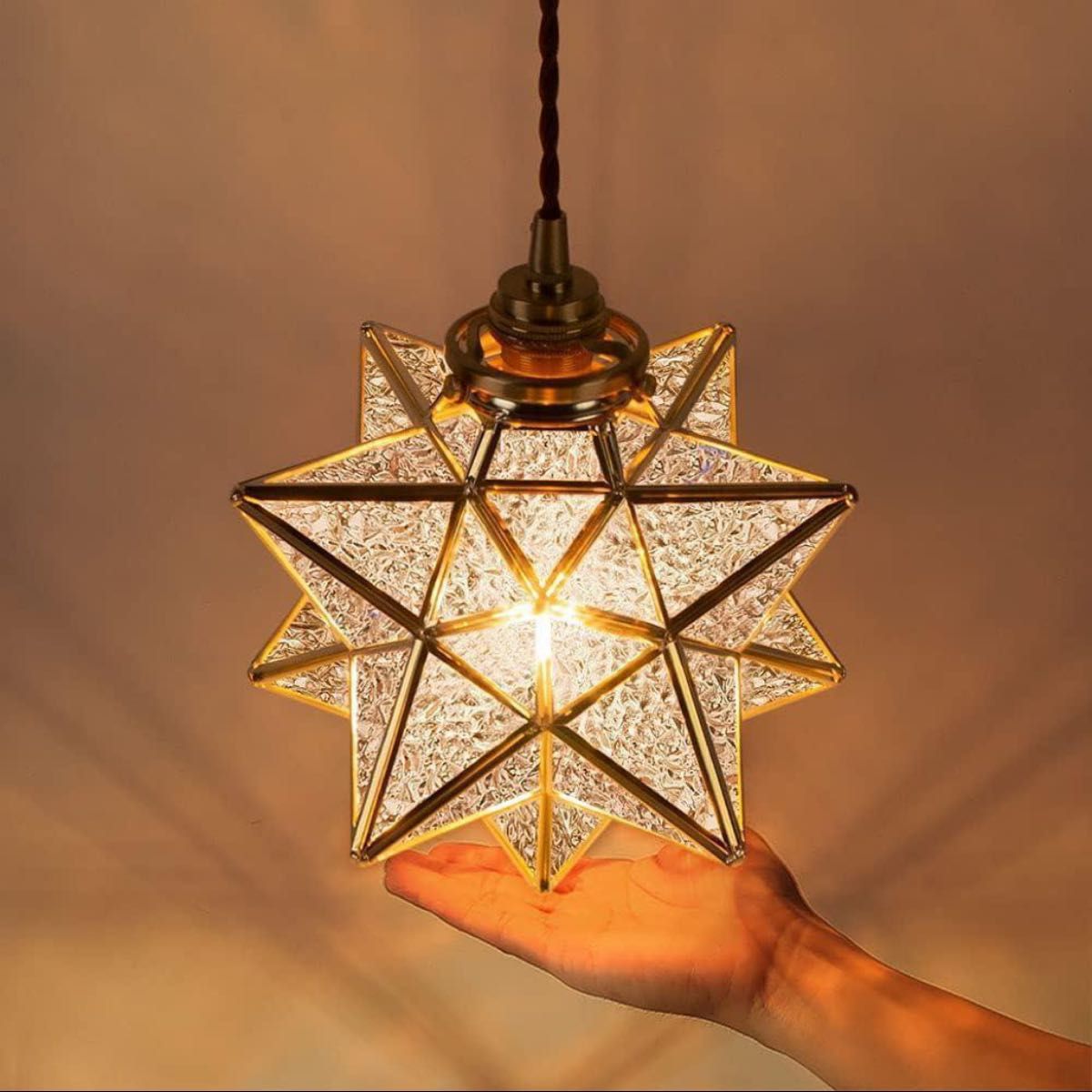 幻想的に広がる星のシルエット ペンダントライト 1灯  真鍮 照明 吊り下げ照明 星形 引掛けシーリング インテリア照明
