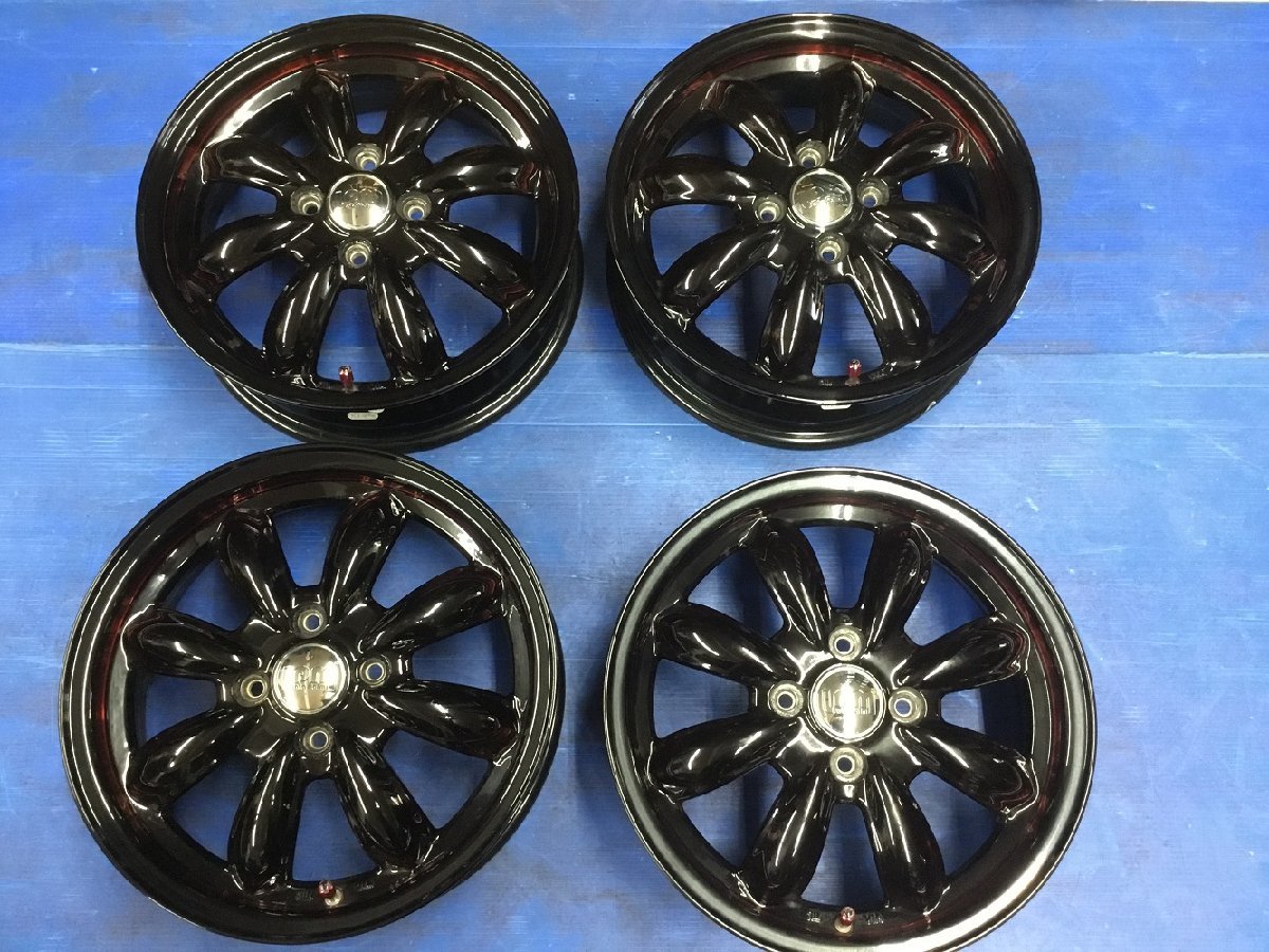 【中古】★ララパーム　カップ★カラー　ブラック＆レッドクリア★15×4.5　100-4+45　ハブ径67mm★軽自動車用4本セット_画像1