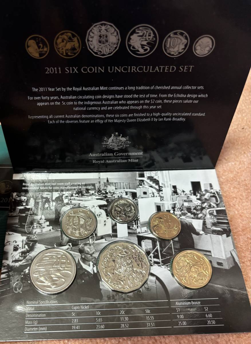 2011 Six Coin Uncirculated Set コイン セット　Royal Australian Mint six coin オーストラリア　硬貨　コレクション　未開封_画像4