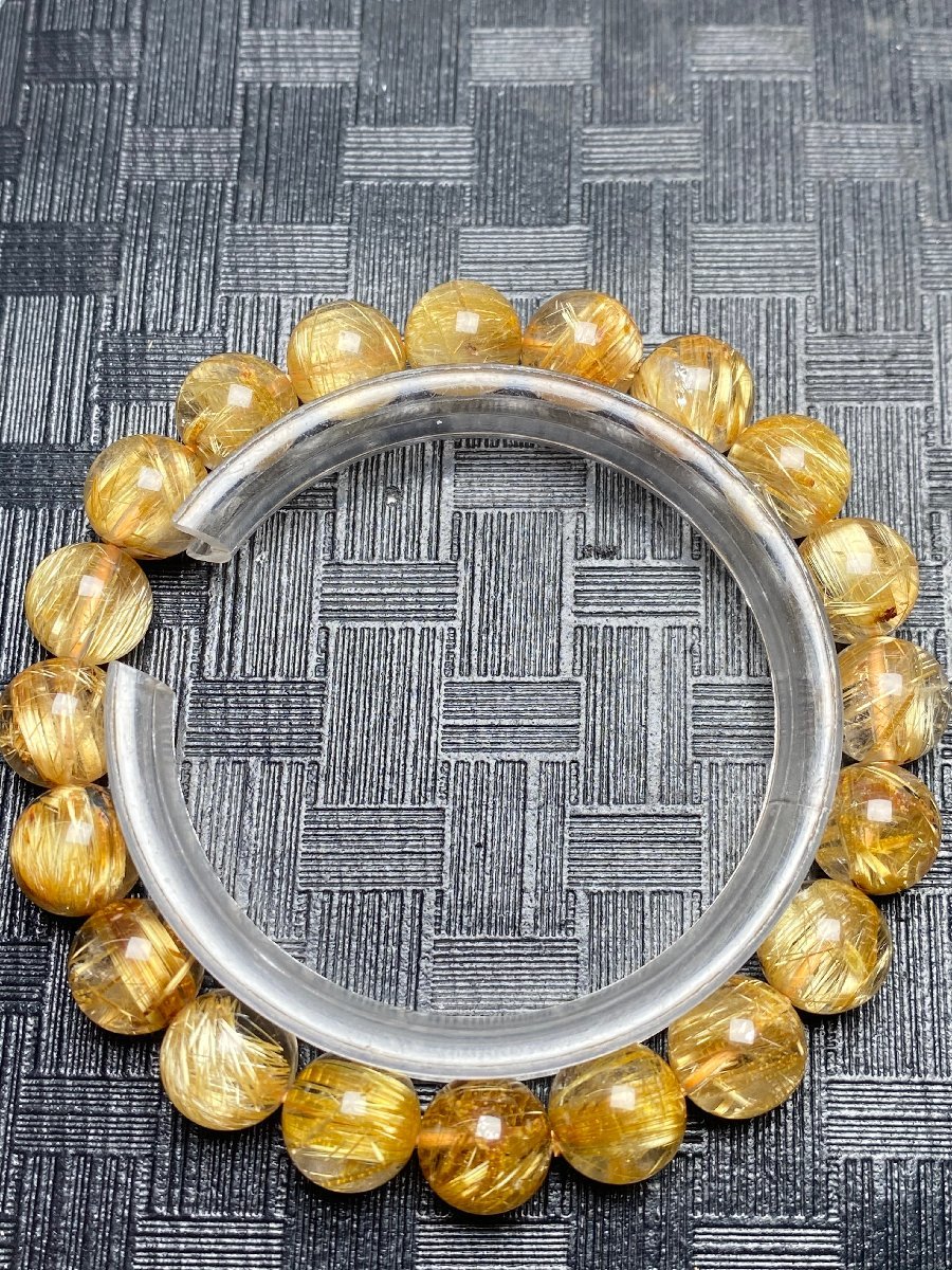 値下げ交渉 即決 0109k177 天然美品★【80A黄金タイチンルチル】★ブレス 10-10.5mm（新品）