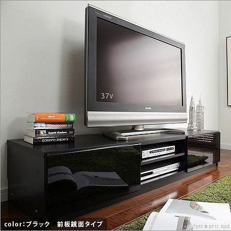 テレビ台150cm 65インチ対応 ブラック 鏡面 黒 テレビボード ＴＶ台 ＴＶボード ローボード 地震対策 耐震 転倒防止 キャスター付き_画像2