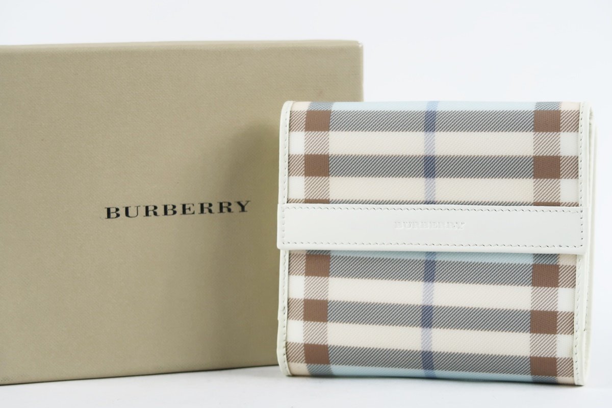 【新品同様・未使用】BURBERRY バーバリー チェック柄 PVC 財布 男女兼用 小物【QD1】_画像1