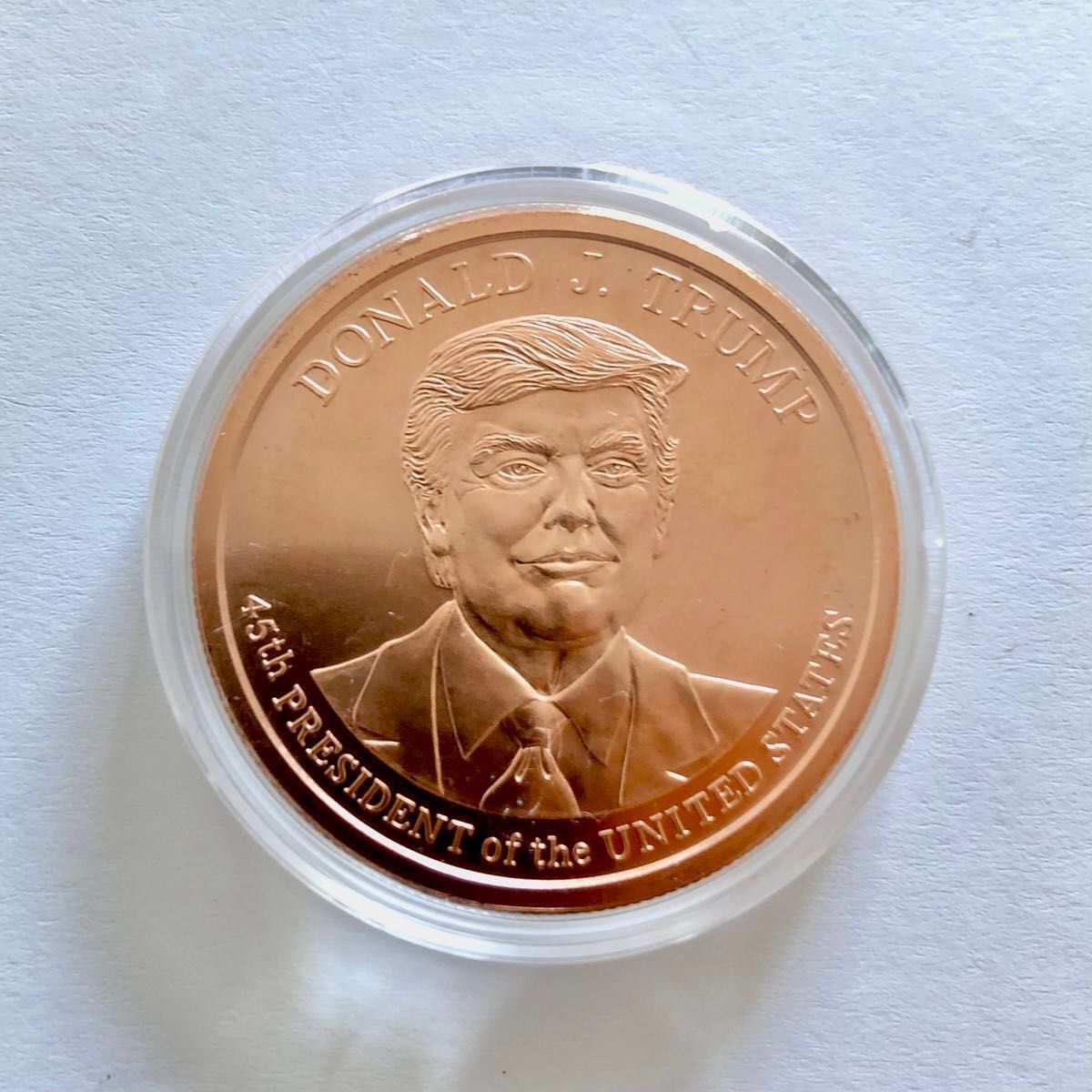 ②トランプ大統領 1oz(トロイオンス) 31.1g 99.9％ 純銅メダル コイン GSM社発行／高級アクリルカプセル付 1枚