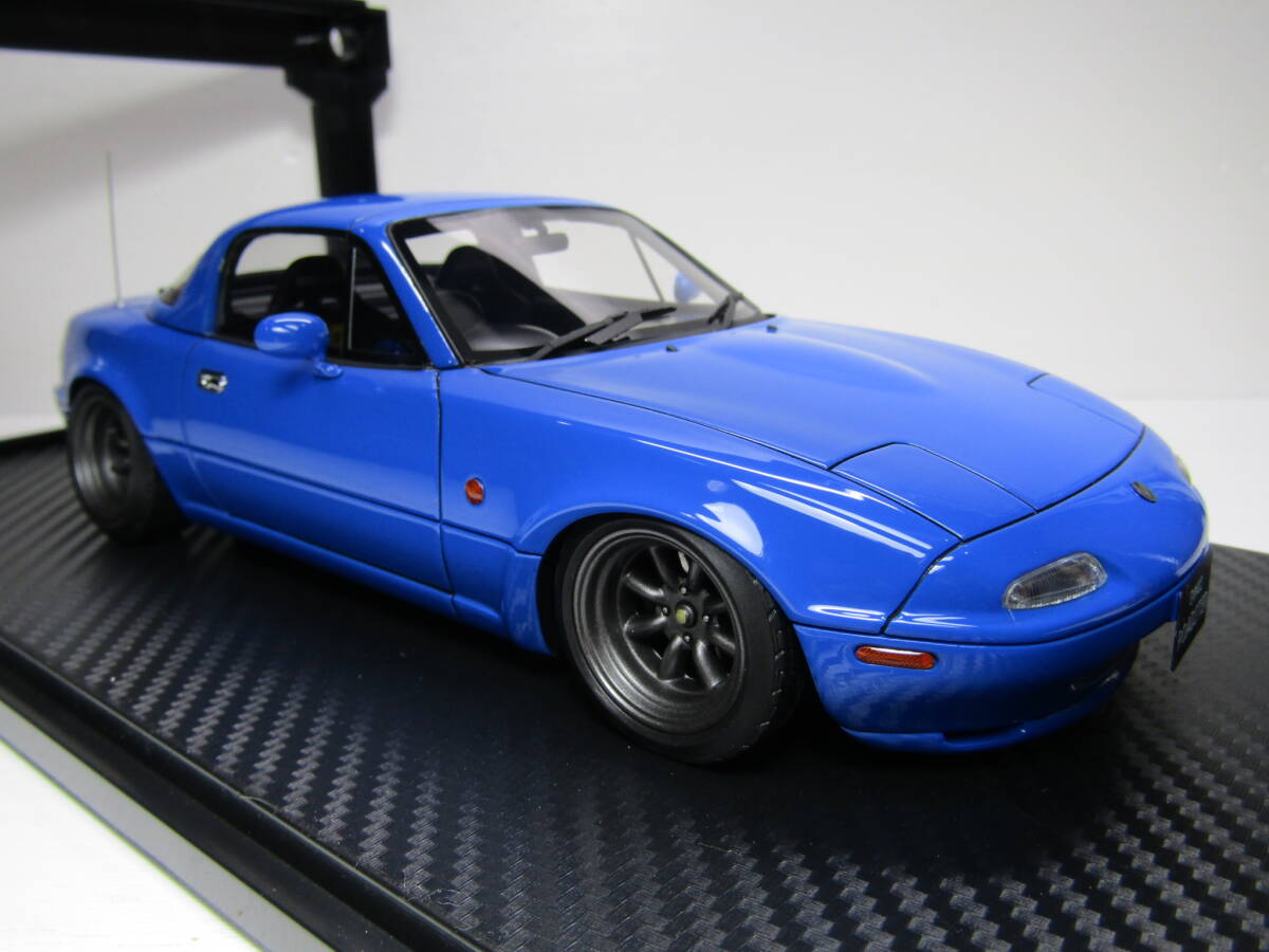 MAZDA イグニッションモデル 1/18 ユーノス ロードスター NA ブルー IG0668 ignitionmodel miata ワタナベ 未展示 MX-5 Eunos Roadster JDM_画像5