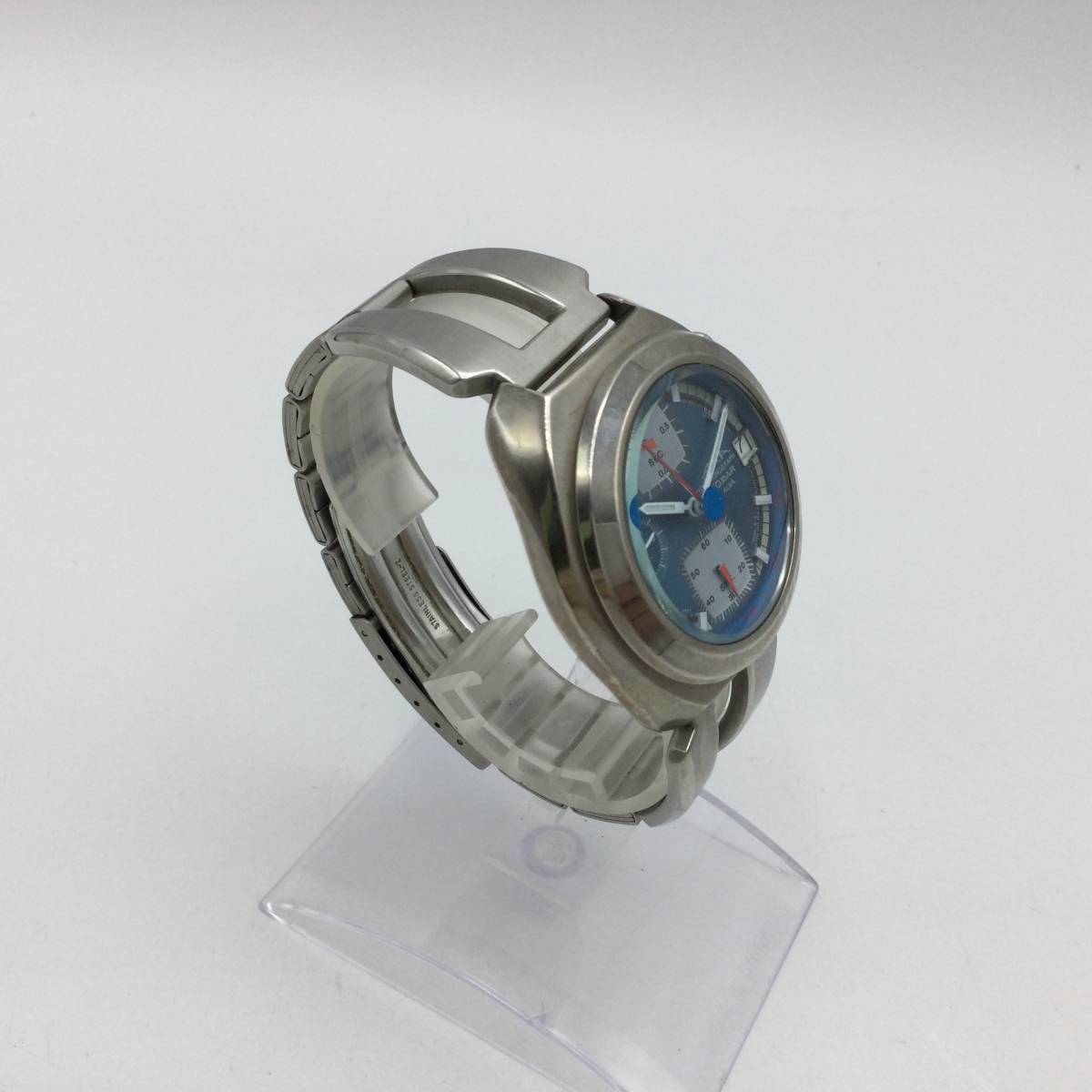 S58☆【QZ/不動品】SEIKO セイコー ALBA アルバ AKA クロノグラフ V657-6030 デイト クォーツ メンズ腕時計 純正ベルト 現状品 ☆_画像2