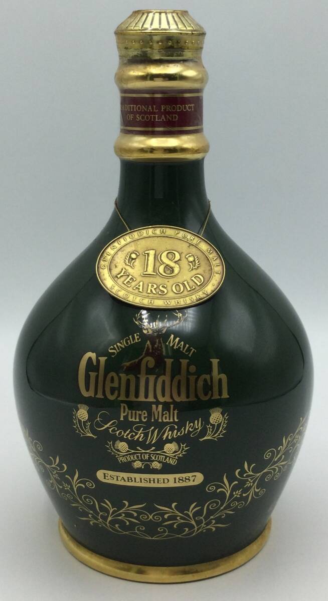 S68☆【未開栓】Glenfiddich グレンフィディック 18年 緑 グリーン 陶器ボトル スコッチウイスキー 750ml 43％ 洋酒 古酒 ☆