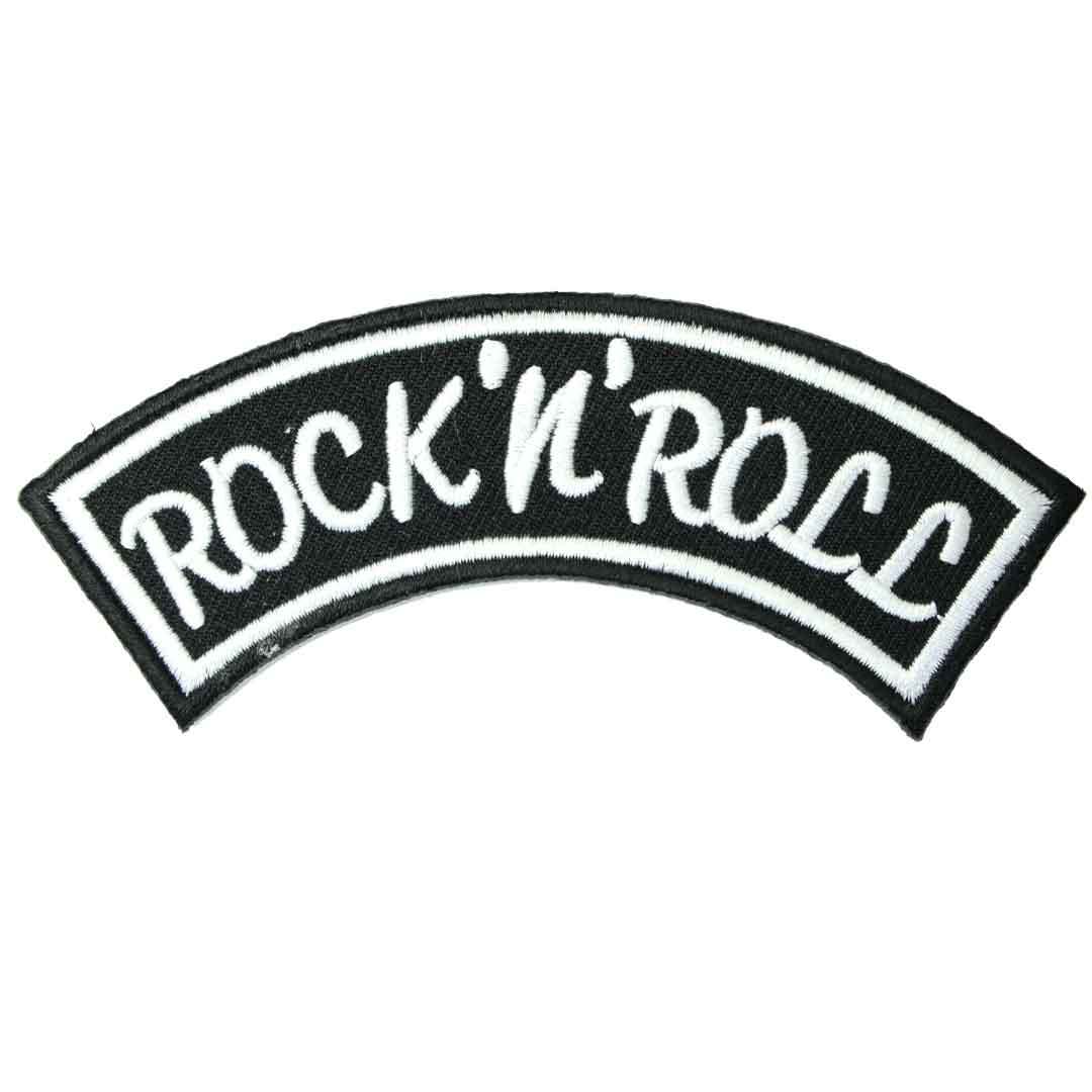 ★新品 ロックンロール rock'n'roll ロック ブラック 音楽 MUSIC ワッペン アイロン 簡単貼り付け アップリケ 刺繍_画像1