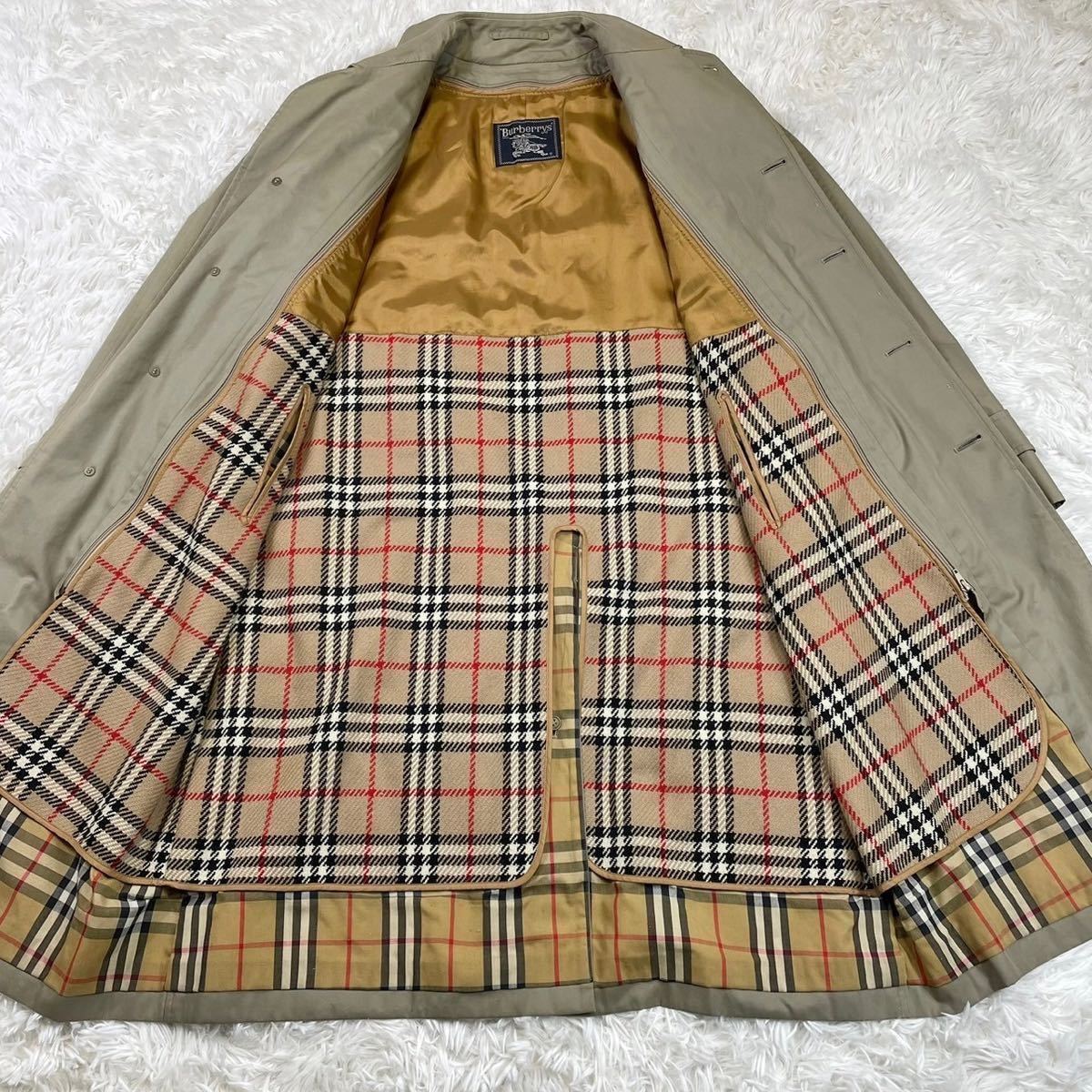 美品 希少 L相当 バーバリーズ バルマカーンコート ライナー ロング ノバチェック BURBERRY ベージュ ステンカラーコート 175  ヴィンテージ