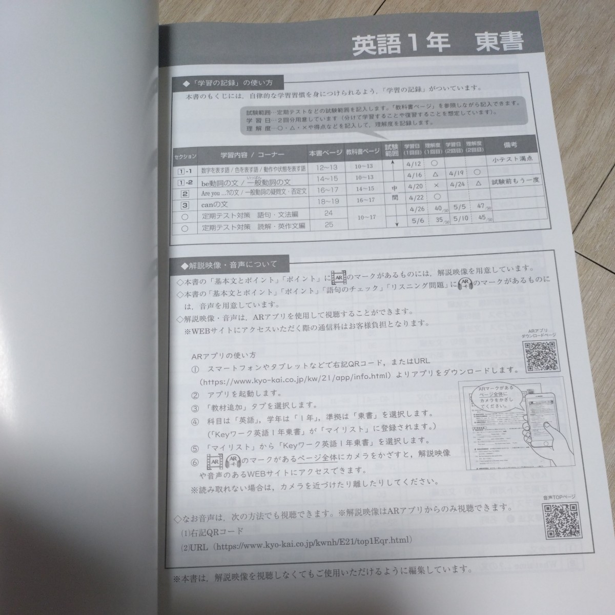 Keyワーク【英語・東書・中１】未使用 東京書籍版 １年 最新版 解答欄書込なし １年生 キーワーク 教科書準拠 問題集 改訂版 _画像2