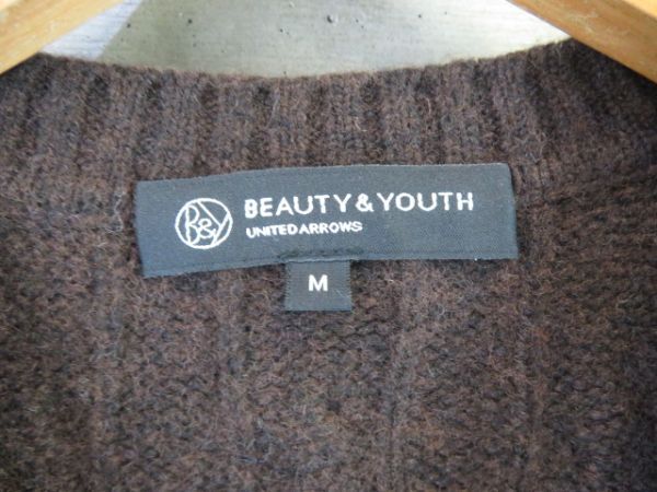 8120s9* хорошая вещь. * United Arrows BEAUT&YOUTH кабель плетеный шерсть вязаный лучший M/ свитер / кардиган / жакет / рубашка 