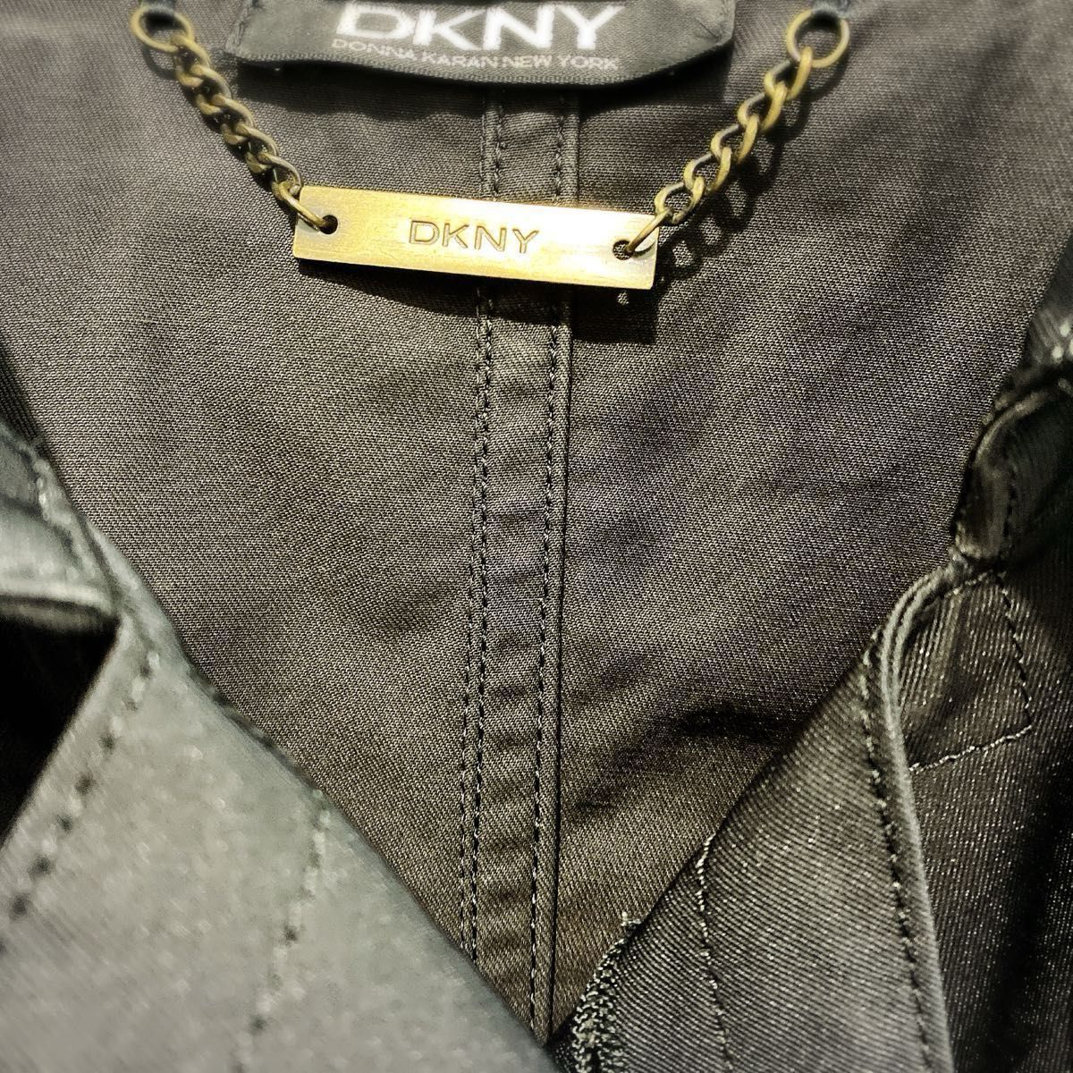 DKNY トレンチコート 黒 無地 コート　DKNYダナキャランニューヨーク　ライトアウター　ブラック