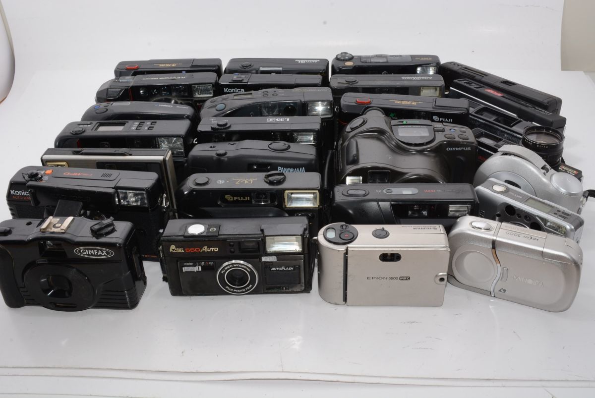 【訳あり】ジャンク コンパクトフィルムカメラ 27台まとめて Canon コニカ MINOLTAなど色々　#e8089