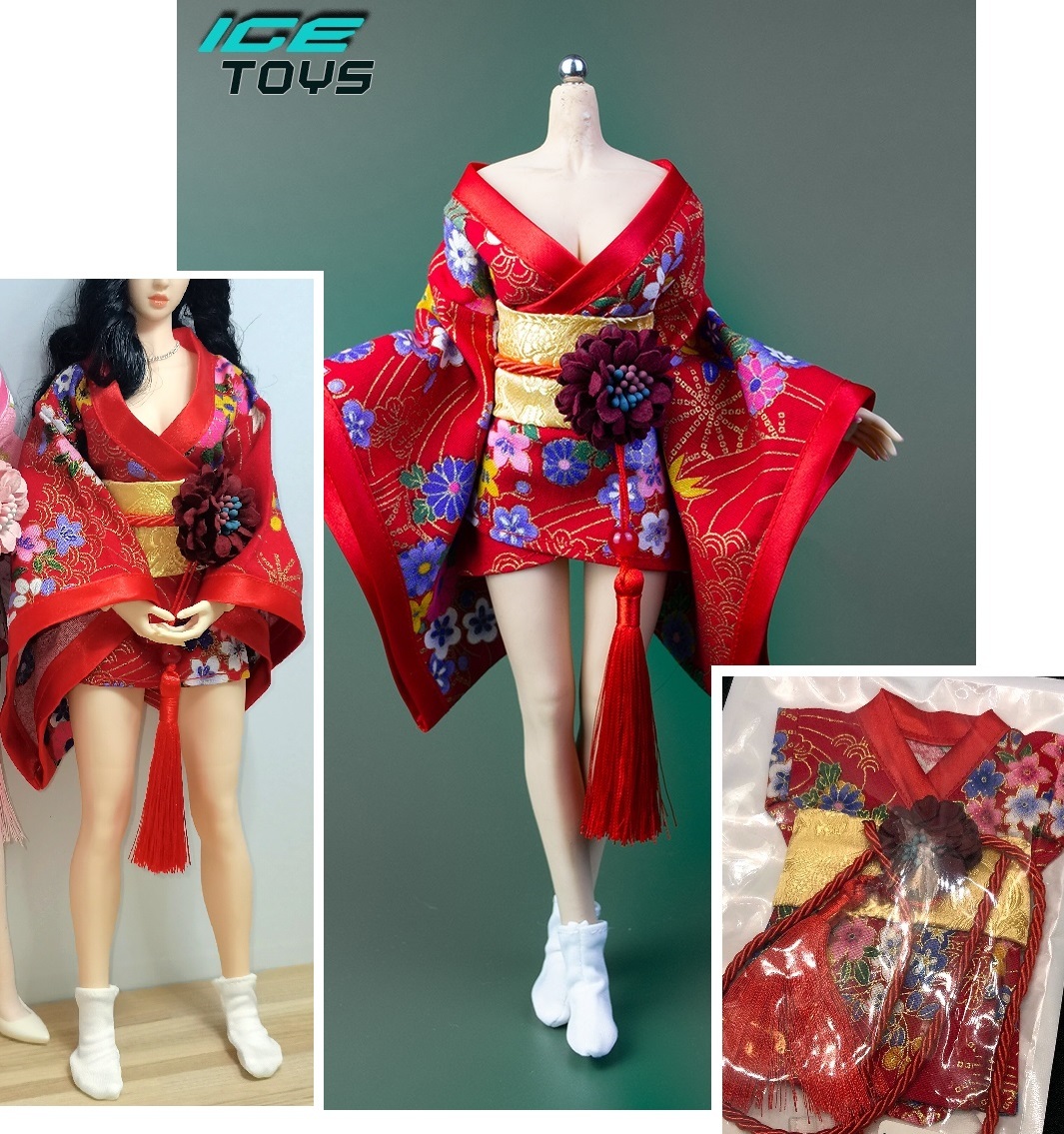  стоимость доставки 120 иен ) красный короткий 1/6 кимоно комплект женщина ICETOYS одежда ( осмотр DAMTOYS easy&simple DID VERYCOOL hot игрушки JIAOU DOLL TBleague phicen ②