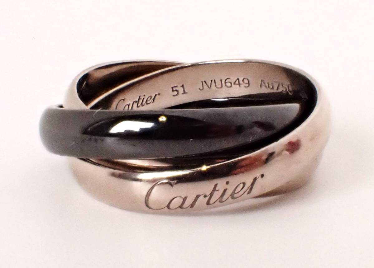 Cartier(カルティエ) K18ホワイトゴールド トリニティリング セラミック 11号 #51 K18WG