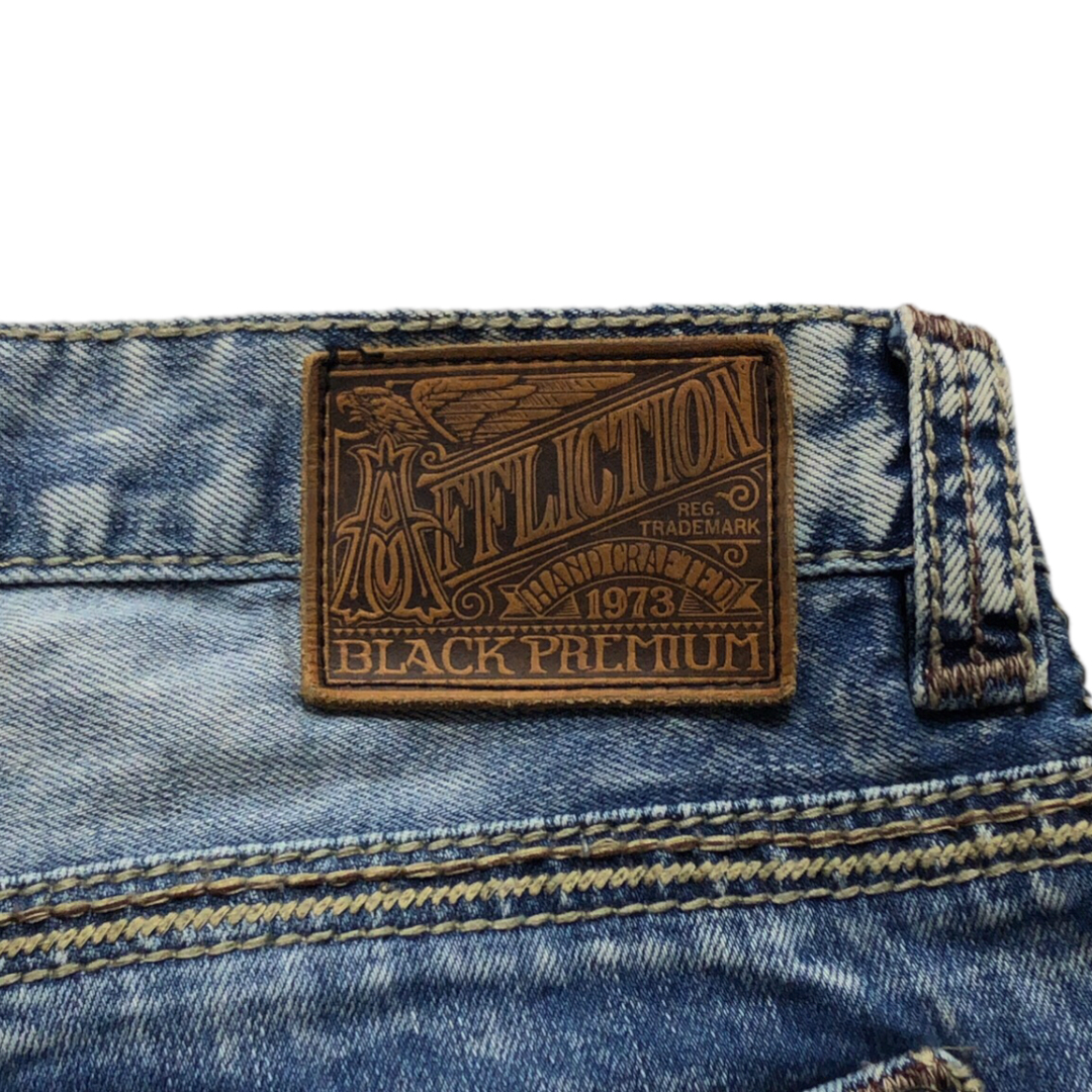 AFFLICTION BLAKE BLACK PREMIUM ジーンズ デニム パンツ ボトムス ダメージ クラッシュ ウォッシュド 装飾 34 インディゴブルー_画像7