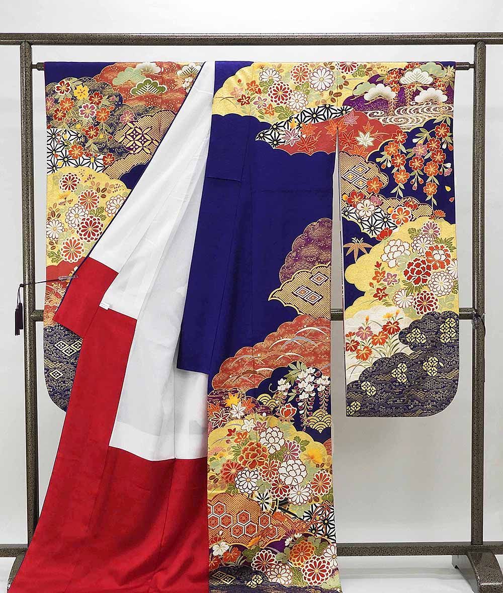 振袖 正絹 吉祥四季花花車模様 身丈177cm 裄丈70cm 美品 リサイクル 着物 中古 着物 成人式 結婚式 e0923_画像2