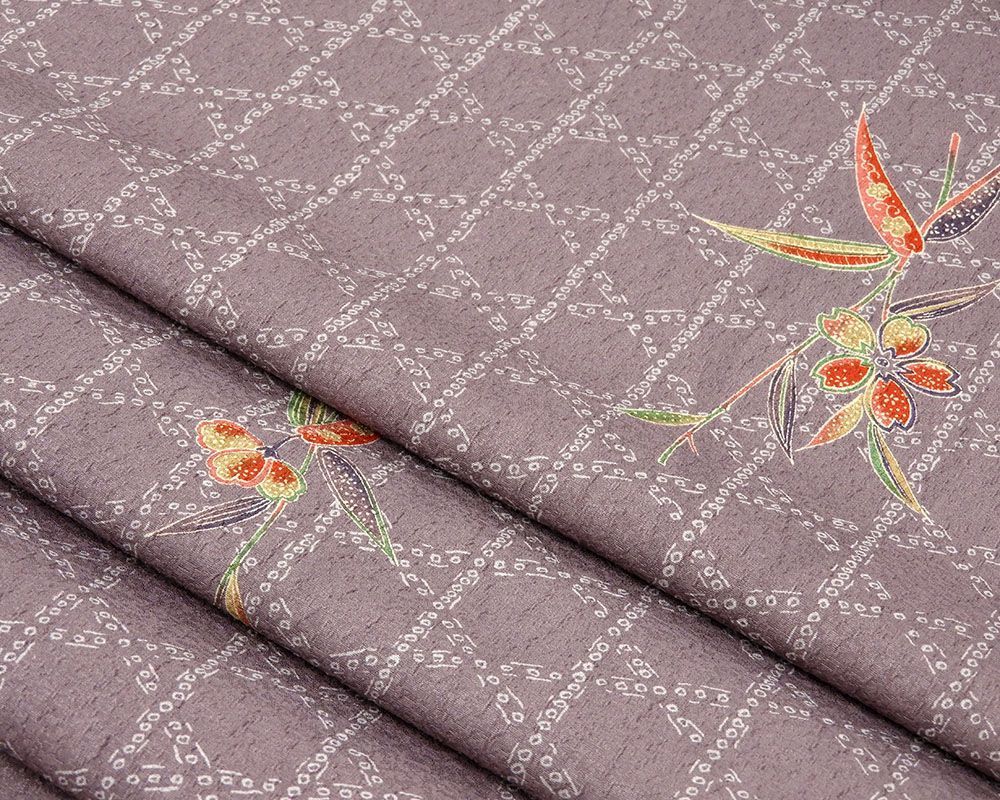 小紋 反物 ポリエステル 笹桜鹿の子模様 洗える着物 レディース 新品 未仕立 p6095_画像3