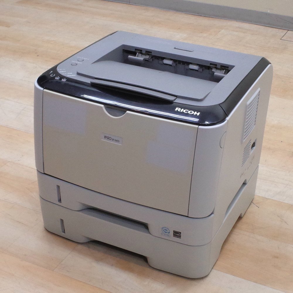 リコー RICOH Ipsio イプシオ SP3410 通電確認済 モノクロレーザープリンター A4 毎分28枚 印刷機 OA機器 KK10666 中古オフィス 家電_画像1
