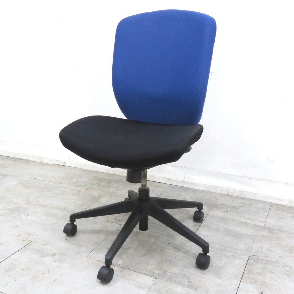 肘無しオフィスチェア CLOVE ラフィナート２ Z-TAR3000N-B1 ブルー 事務椅子 パソコンチェア ワーク 布張り 在宅 YH12159 中古オフィス家具