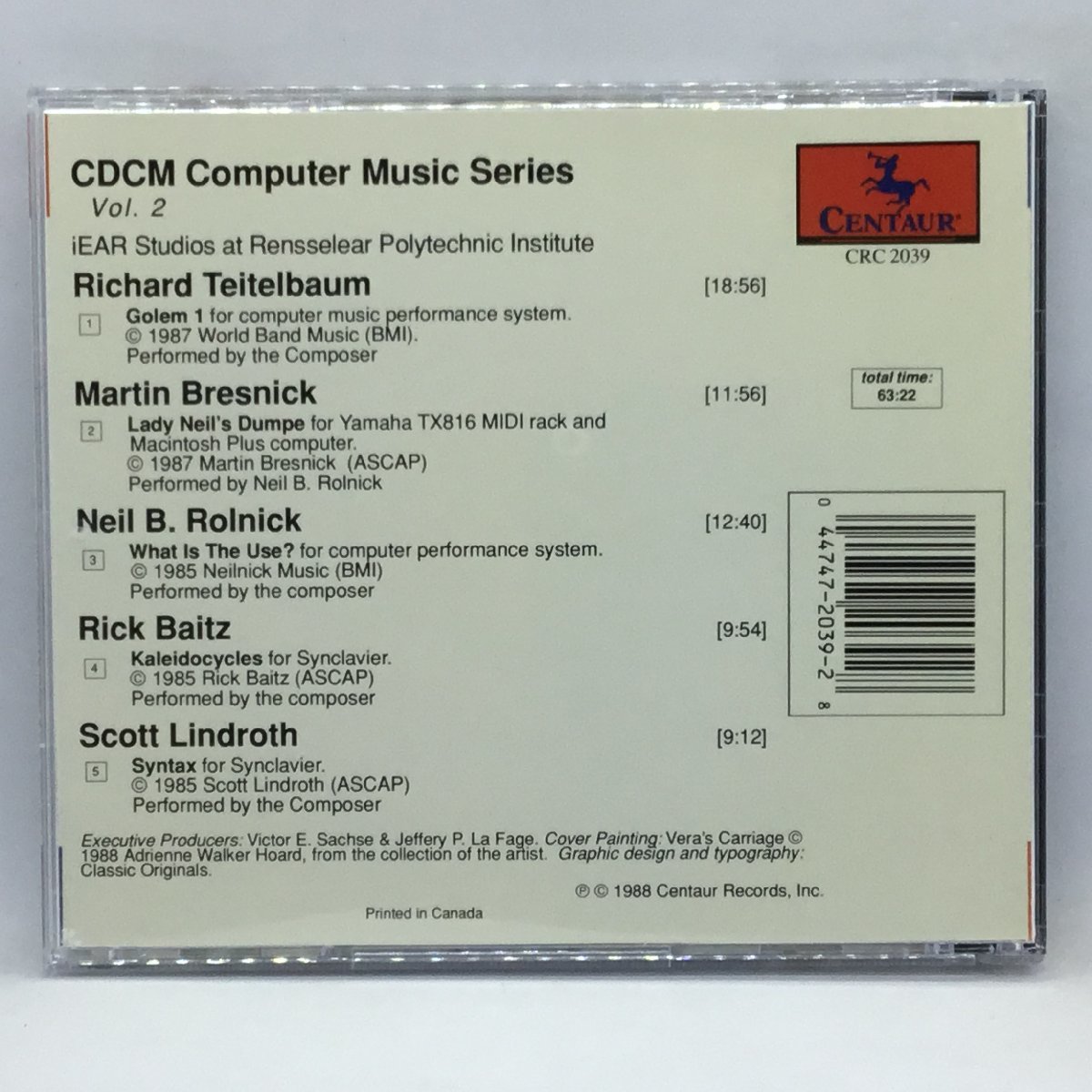 V.A. / CDCM電子音楽集 Vol.2　(CD) CRC2039　V.A. / CDCM COMPUTER MUSIC SERIES Vol.2_画像2