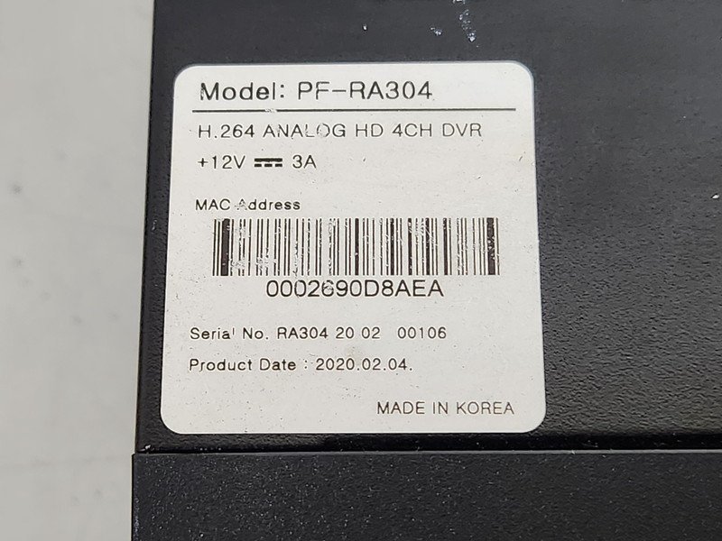 [現状品] JSS AHD対応DVR PF-RA304 2TB + カメラ JS-CA1020A/PF-AHD1210V 初期化/フォーマット済み (1)_画像6