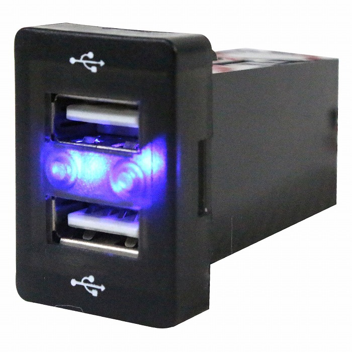 【トヨタA】 アルティス AVV50N H24.5～現在 LED/ブルー 2口 USBポート 充電 12V 2.1A 増設 パネル USBスイッチホールカバー 電源_画像1