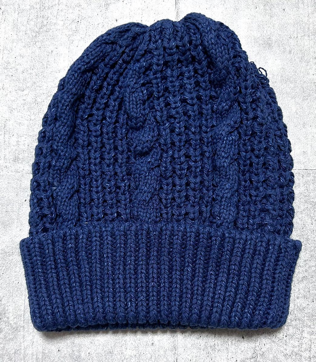 新品 イギリス製 Oldderby Knitwear インディゴ染め ニット帽　　オールドダービー ニットウェア コットン ニットキャップ ワッチ 柳9157_画像2