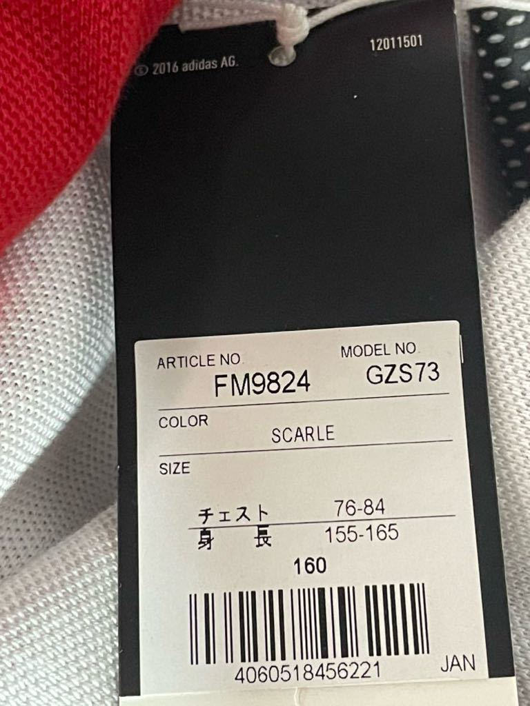 160 есть перевод! новый товар adidas Adidas рубашка-поло Kids Junior короткий рукав хлопок 100 мужчина белый красный темно-синий 