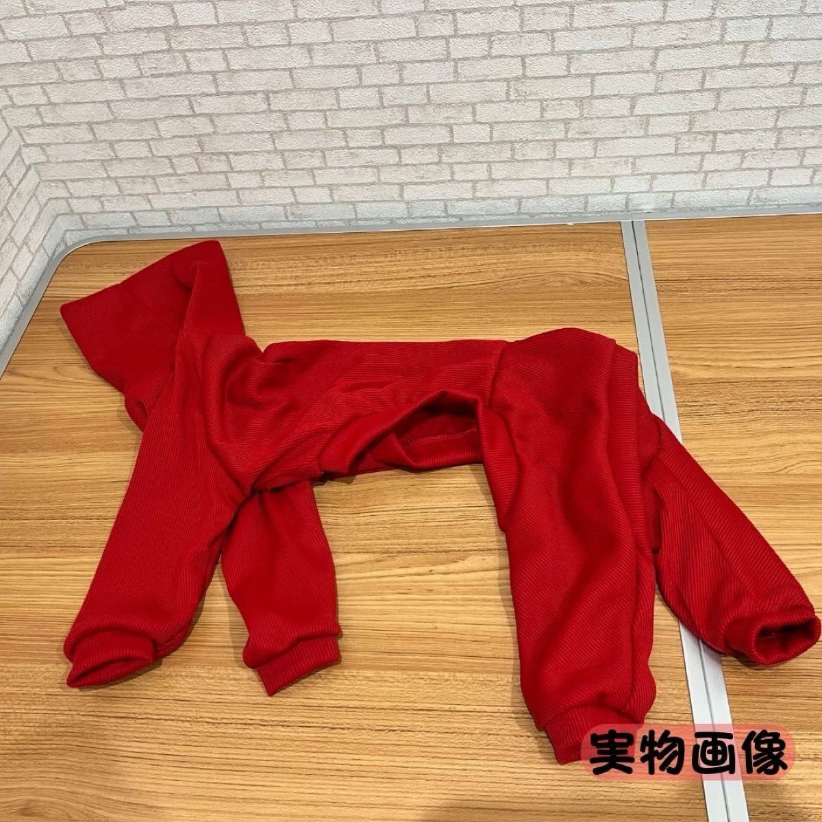 イタグレ ハイネック レッド 赤 2XL 防寒対策 犬服 ドッグウェア ロングネック ロンパース 長袖 大型犬 寒さ対策 秋冬